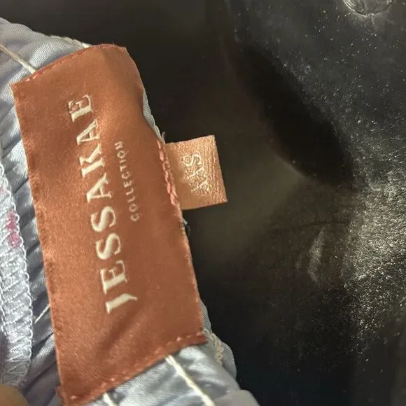 JessaKae women’s xxs blue tiered maxi dress floral smock puff sleeve princess - Picture 5 of 5